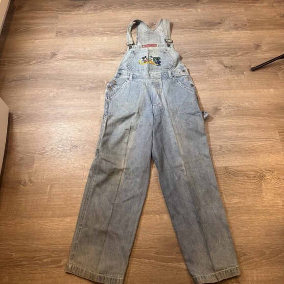 VTG Mickey Mouse Unlimited 90's Denim Bib Overalls medium Jerry Leigh - Picture 4 of 8